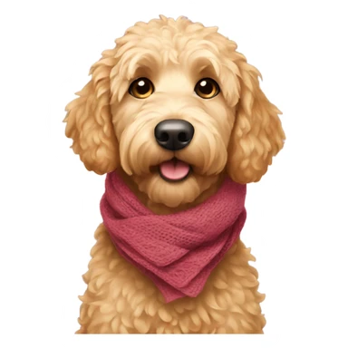 Golden doodle wearing a scarf sticker