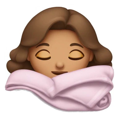 A cute girl sleeping with brown hair and tan skin sleeping with a blanket sticker