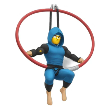 Ninja Warrior athlete, hanging from rings sticker