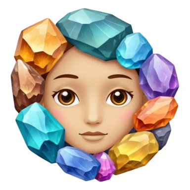 colorful minerals with face sticker