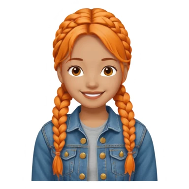 orange braids hair girl, tan skin, wear jean jacket sticker