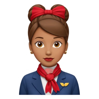  flight attendant, Light Brown skin, brown hair in single bun, neck scarf sticker