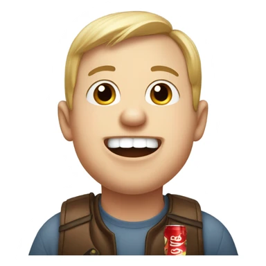 Down syndrome man drinking a cola sticker