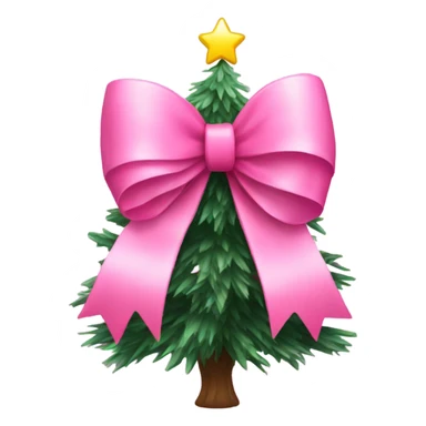 Pink bow on a Christmas tree sticker