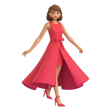 Zendaya reimagined in a classic 3D illustration style, with a fashionable dress and dynamic expression sticker