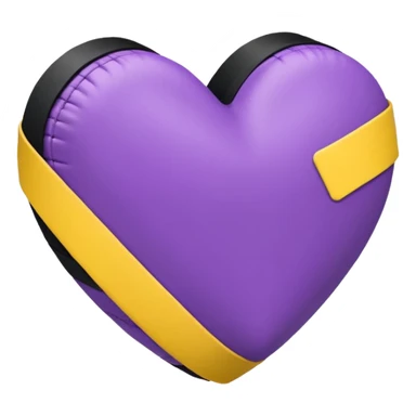 Heart with purple and yellow, and a black bandage  sticker