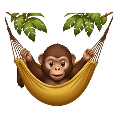 affe liegt im dschungel in einer hängematte, isst schokolade sticker