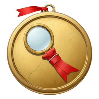 gold medal with bandage and ONLY ONE magnifier engraved on the center sticker