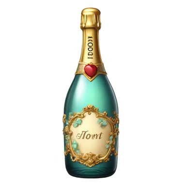 vintage highly detailed rococo champagne bottle sticker