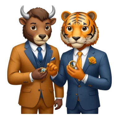 Bison proposing to Tiger sticker
