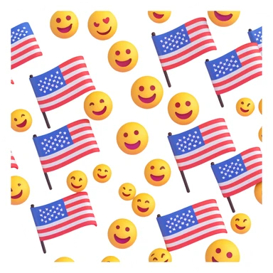 US flag, realistic and dimensional, 3D emoji style sticker