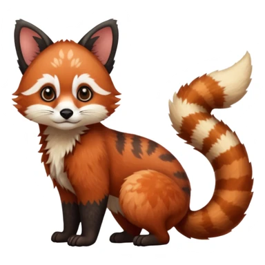 Black-eared Realistic patterned speckled flurry scaly 4-legged quadrupedal Red-Panda-Caracal-Munchkin-Kitten-Lemur-Raccoon-Dog-animal-fusion-hybrid, Full body sticker