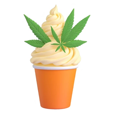 gelato in a paper cup with cannabis leaf sticker