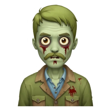 young zombie with long mustache sticker