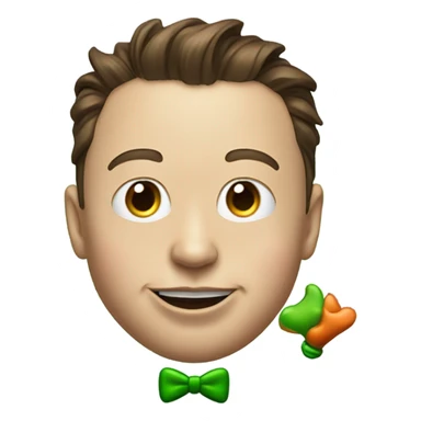 elon musk with a clown face and green nose with a dollar sign on it and puppy dog tongue and ears like an egirl sticker