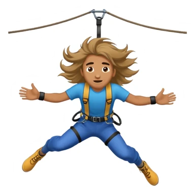 bungee jumping man face only with flying long hair sticker