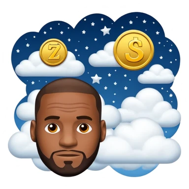lebron james coin emoji  and text on the emoji niggas in the sky sticker