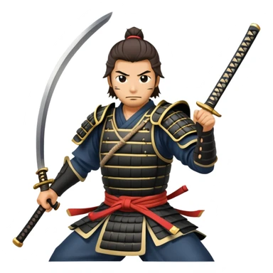 japanese samurai swinging katana traditional armor sticker