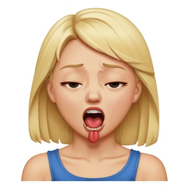 Blonde girl choking herself, mouth open, one eye shut, like they are mad  sticker