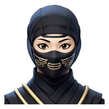Clash of Clans aesthetic: Beautiful and Majestic Ninja Portrait Emoji, Rendered in serene poise with a gentle, confident smile and a refined masked visage, showcasing a sleek, artfully poised figure exuding calm and determined elegance in natural skin tone, Simplified yet exquisitely endearing features, highly detailed, glowing with a soft, drowsy nocturnal light, high shine, relaxed and utterly noble, stylized with an air of timeless stealth, soft glowing outline, capturing the essence of a majestic ninja whose graceful presence inspires epic covert adventures! sticker