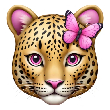 Léopard avec un nord papillon rose  sticker