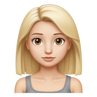 emoji girl with straight blond hair long eyelashes and a grey tube top sticker
