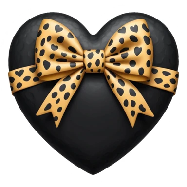 black heart with cheetah bow wrapped around it  sticker