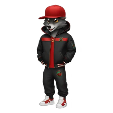 Werewolf with red Gucci hat and black Gucci tracksuit sticker