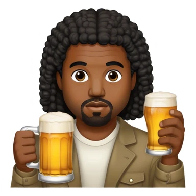 Kanye West Kanye West black curly hair holding beer sticker