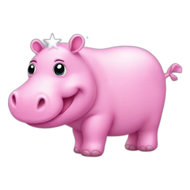 cute pink hippo with a star near its head sticker