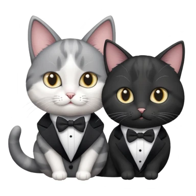 Grey and white cat with a black tuxedo cat  sticker