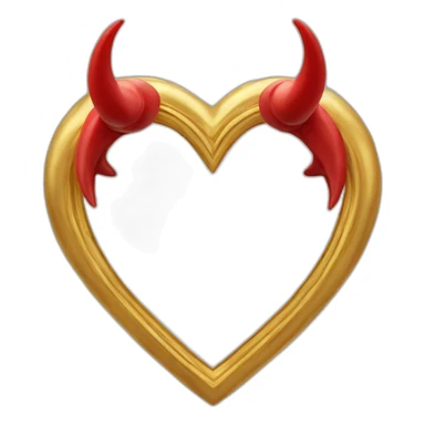 Gold heart frame with red horns sticker