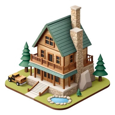 Isometric exterior national parks visitor center, dollhouse style 3D realistic  sticker