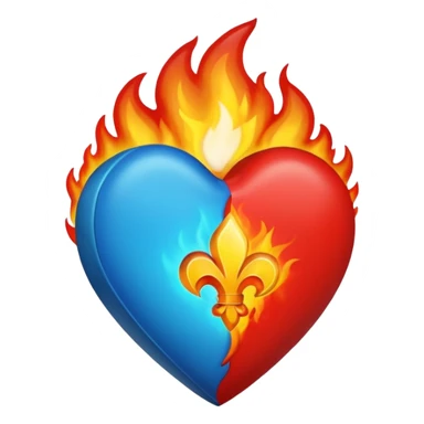 Hazme el corazón rojo y con fuego y que el fuego sea azul verdoso sticker