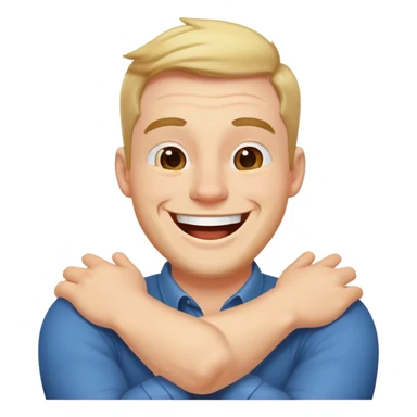 man with arms crossed around neck laughing sticker