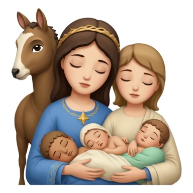 Marie, Joseph, petit bébé Jesus, et les animaux font tous dodo sticker