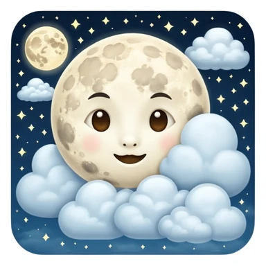 moon with clouds, ultra realistic style, icon sticker