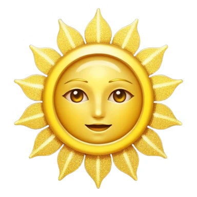 sun in 2d golden glitter in colour without face sticker