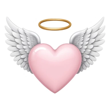 Light pink heart with white angel wings sticker