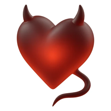 glossy matte glass heart with small devil horns and pointed tail sticker