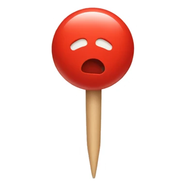 Red pushpin with a face and limbs sticker