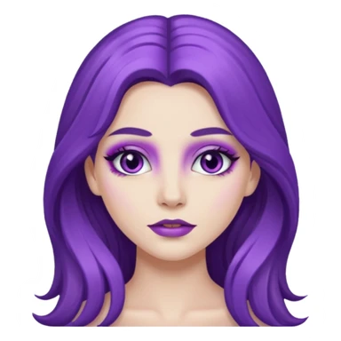 Purple long haired white girl with makeup and  sticker