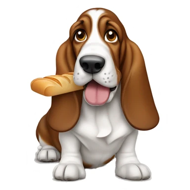 basset hound with french bread sticker