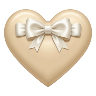 light beige heart with white bow sticker