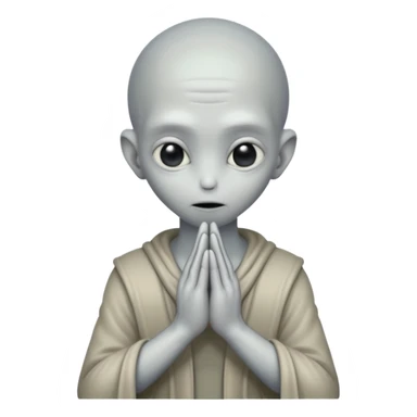 fullbody gray alien PRAYING HANDS REARVIEW sticker
