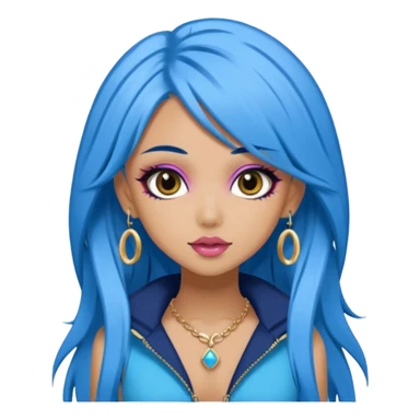 pretty gyaru girl, blue hair, bold makeup, bratz baddie style sticker
