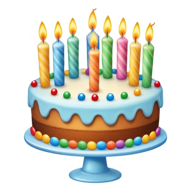 Happy birthday banner above a cake with candles sticker