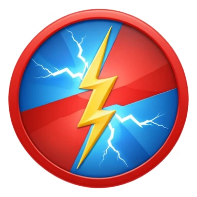 Red and blue lightening in a circle shape with effects sticker