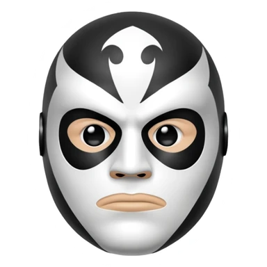 sad face emoji with a classic black and white luchador mask sticker