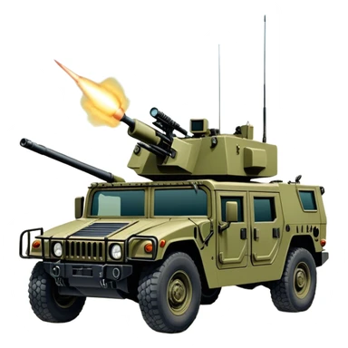 Humvee (2005) – Cinematic-realistic Humvee, its rugged olive-green frame bouncing over rough desert terrain. Soldiers grip their weapons tightly as the turret gunner scans the horizon, dust kicking up behind the armored vehicle under the blazing midday sun, with distant radio chatter crackling through the air. sticker